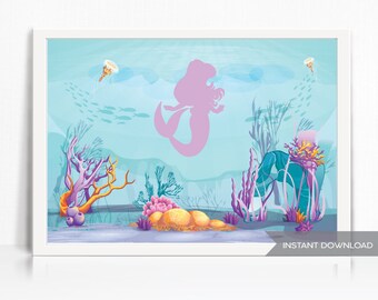 Mermaid Backdrop - Printable - Instant Download