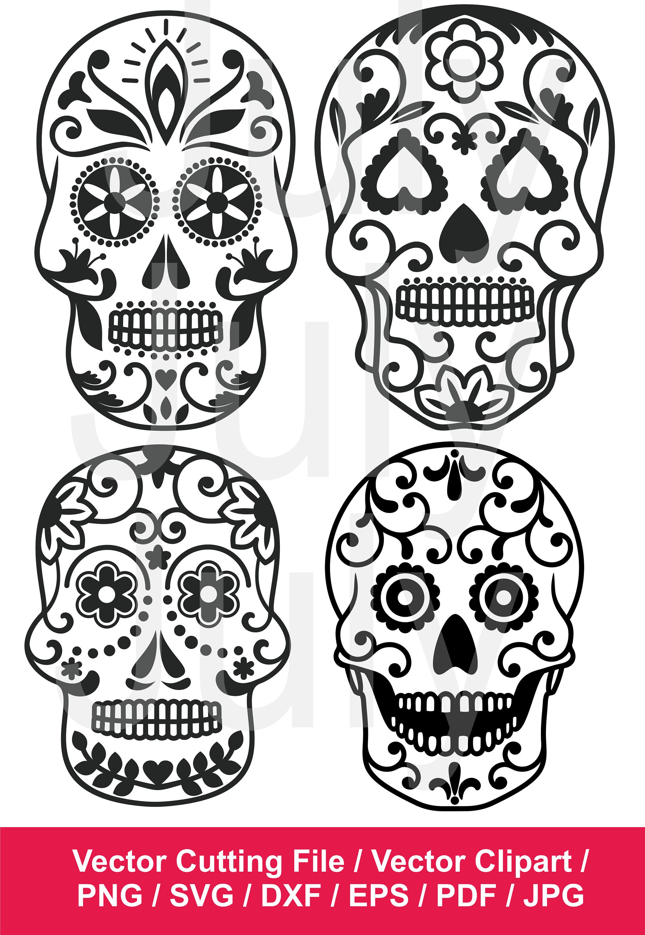 Download 70 % OFF Sugar Skulls SVG Cut Files Candy Skull DXF Sugar