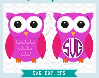 Owl svg, Owl dxf, Owl kawaii svg, Monogram Owl svg, cutting files, eps, cuttable files