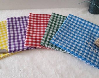 Fat Quarters - 5 Piece - Gingham Fabric - Gingham Fat Quarter Bundles - Craft Supplies