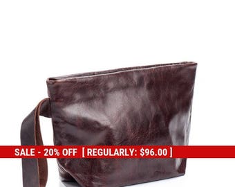 brown clutch - brown Leather clutch purse - wristlet leather clutch bag - wristlet purse - wristlet clutch - zipper clutch - KISSL