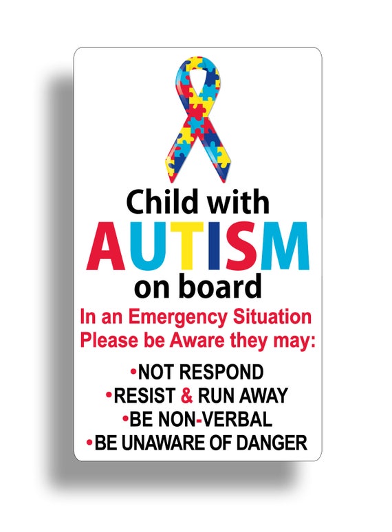 Child With Autism Sticker Car Truck Window Vehicle Emergency