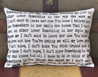 Song Lyrics Pillow, Custom Song Lyrics, The Beatles Something, 2 year Anniversary Gift, 2nd Anniversary gift, Music Pillow, Music Teacher