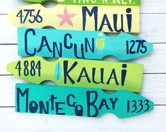 Custom Mile Marker Sign.Personalized Beach Sign.Favorite Places Sign.Destination Sign.Five Plank Directional Sign.Yard Sign.Vacation Sign