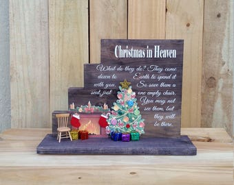 Christmas in Heaven, Christmas in Heaven with chair, Christmas in Heaven Poem, Christmas in heaven display, Christmas stacked blocks,