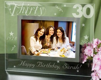 Milestone Birthday Glass Picture Frame, Engraved Birthday Glass Frame, Birthday Photo Frame, Personalized Birthday Picture Frame
