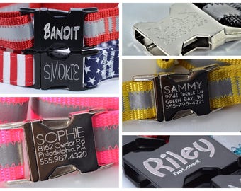 Engraved ID Buckles - personalized dog collar ID metal buckles