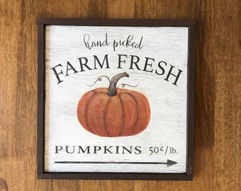 Hand Picked Farm Fresh Pumpkins Sign Rustic 13W X 13 Hand Picked Farm Fresh Pumpkins Sign Rustic 13W X 13
