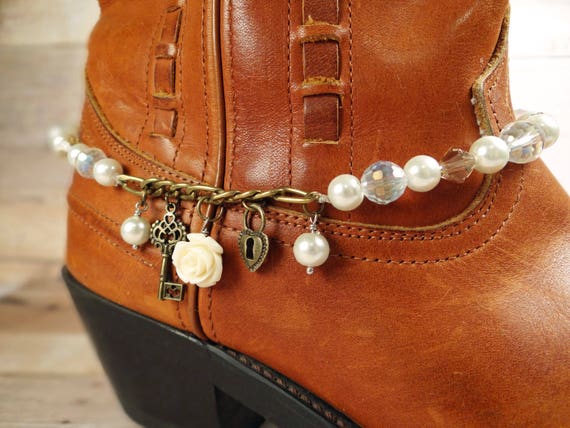 Boot bracelet, Pearl and crystal boot bracelet, Bridal boot bracelet, Boot jewelry, Bridal boot, Steampunk pearl and crystal boot bracelet by BulletsBeadsBaubles steampunk buy now online