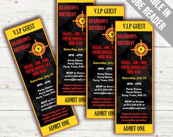 Nerf Party Invitations. Editable PDF. Printable. Instant Download.
