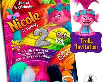 Trolls Invitation - Trolls Birthday Invitation - Trolls Birthday - Trolls Party - Trolls Printable Invitation - Trolls Party Invitation
