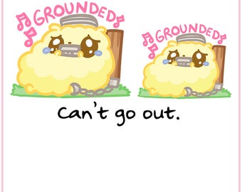 Grounded Fluffymaru || Planner Stickers, Cute Stickers for Erin Condren (ECLP), Filofax, Kikki K, Etc. || SFS55