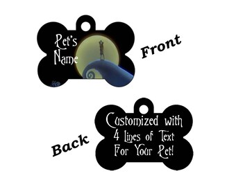 Nightmare Before Christmas Jack and Sally Double Sided Pet Id Dog Tag Personalized for your Pet