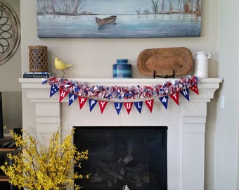 July 4th Banner, July 4th Garland, July 4th Decoration, Red White Blue Decoration, July 4th Party Decoration, Independence Day