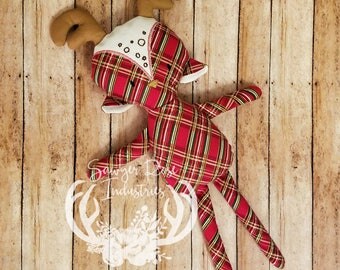 stuffed plaid reindeer