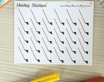 Hockey Stick and Puck Planner Stickers