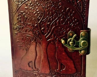 Leather Journal, Weirwood and Wolves Leather Journal, Heart Tree and Wolves, Wolf Journal, Blank Leather Notebook