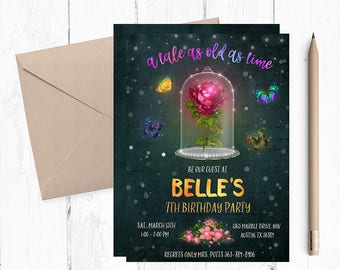 Be our guest invitation, Beauty and The Beast Invitation, Beauty and the Beast Birthday, Beauty and the Beast invites, Belle Invitation,