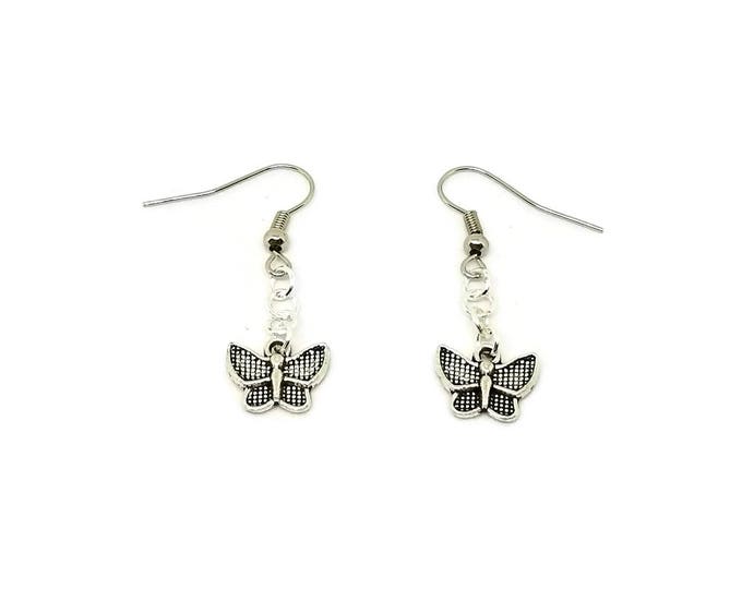 Butterfly Charm Earrings, Unique Birthday Gift, Gift for Her, Stocking Stuffer, Gifts Under 5, Butterfly Jewelry, Nickel Free