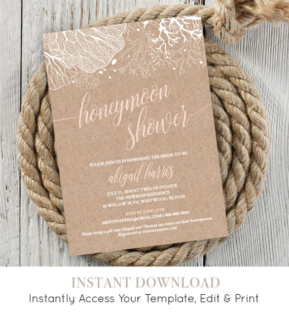 Honeymoon Shower Invitation Bridal Shower Invite Wedding