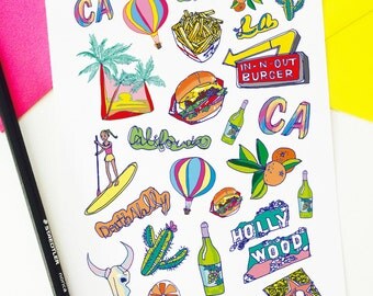 Trip to California stickers, CA stickers, Planner Stickers, Scrapbooking, Filofax, TN Stickers, Planning decoration
