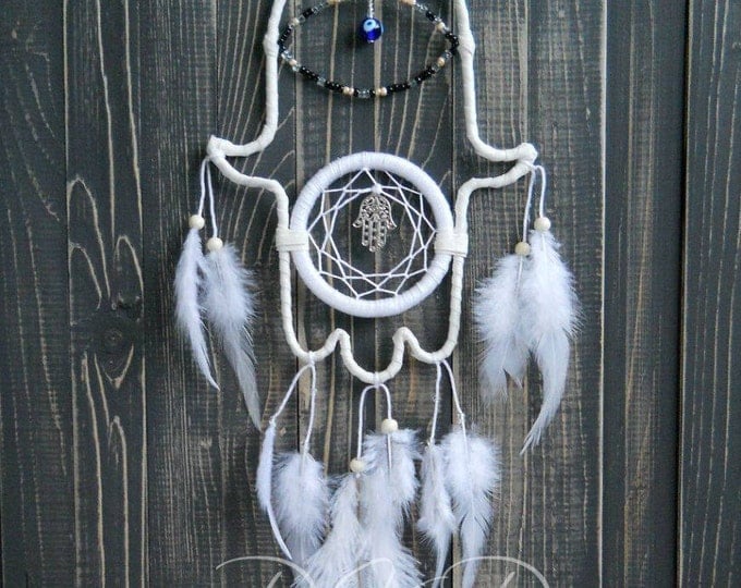 Large dream catcher Hamsa white Discout Dreamcatcher hand of God dream catcher hamsa necklace hamsa dreamcatcher jewelry hamsa decor khamsa