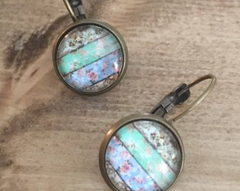 -Sleeper - finished bronze earrings - glass cabochon