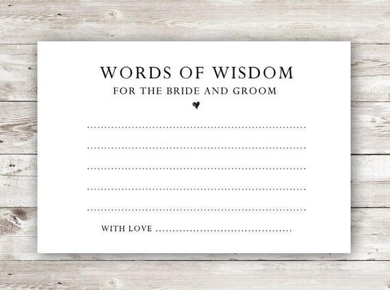 Words of Wisdom for the Bride and Groom A6 Advice Cards