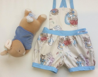 Toddler Romper, Size 12-18 Months, Peter Rabbit Fabric, Vintage Style Romper, Overalls, Toddler Outfit, Boy Romper, Girl Romper, Playsuit