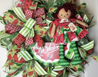 Summer Watermelon Wreath, Everyday Wreath, Front door Decor