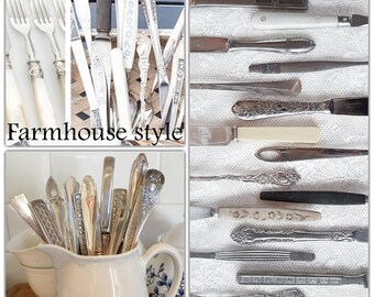 Mismatched flatware, silverware set, flatware set, flatware service for 4 up to 500, wedding silverware, mix and match, farmhouse style