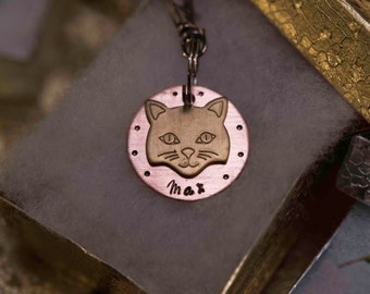 Cat name tag, Cat ID tag, cat lover gift, Cat keychain, Cat purse charm, Cat Tag, Personalized cat charm, engraved cat tag, custom cat tag