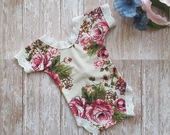 Newborn Romper, Baby Girl Romper, Newborn Girl Romper, Photography Prop, Newborn Props, Newborn Girl Outfit, Floral Romper, Girl Photo Prop