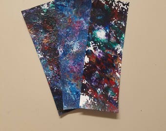 Handmade marbled bookmarks (set of 3)