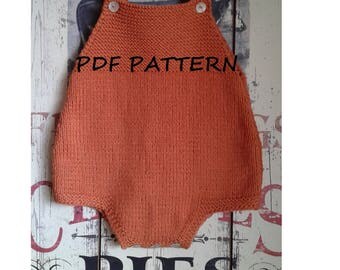 Baby Romper Knitting Pattern "Douro" / PDF PATTERN / Baby Knitting Patterns / Baby Onesie Jumpsuit Overall knit pattern / Instant Download