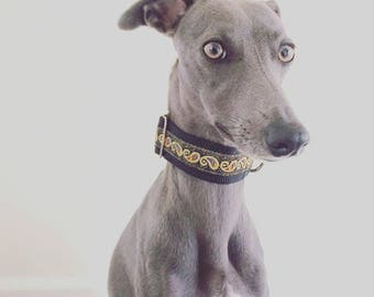 2 Designs Handmade Metallic Martingale Collars Whippets, Greyhounds, Lurchers, Italian Greyhounds and Other Large Breeds