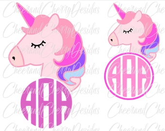 Unicorn SVG Unicorn Monogram SVG Unicorn face svg Unicorn head svg Unicorn Birthday svg Unicorn Clipart shirt Cut File for cricut Silhouette