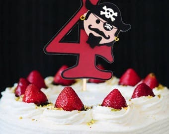 Pirate Cake Topper, Cake Topper, Birthday Cake Topper, Pirate Birthday, Boy Birthday, Age Cake Topper, Pirate Centerpiece, Pirate Decoration