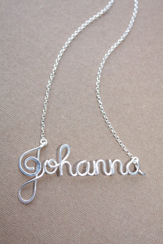 Custom Wire Name Necklace Solid Sterling Silver 925