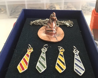 Hand Painted Harry Potter Inspired Hogwarts House Ties Charm