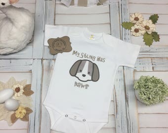 My Sibling Has Paws (Cartoon Puppy Drawing Design), Animals, Bodysuit, T-Shirt, Super Cute, Adorable, Baby Shower, Special Gift