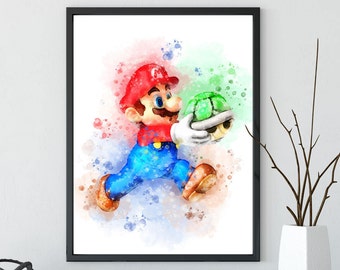 Nintendo Wall Art nintendo watercolor | etsy Nintendo Wall Art nintendo watercolor | etsy
