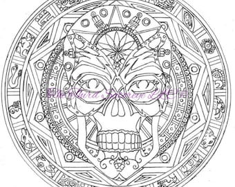 Sugar Skull adult adult printable coloring page Day of the Sugar Skull adult adult printable coloring page Day of the