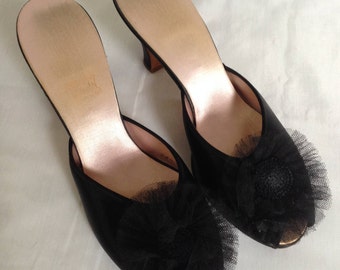 Daniel Green Black Boudoir Slippers size 8