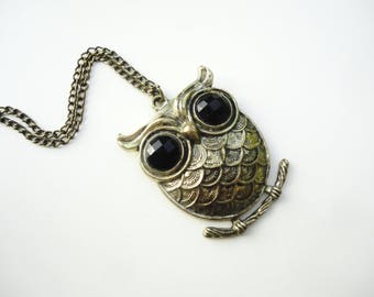 Owl gifts for man, antique bronze owl necklace, Athena owl pendant, Annabeth chase owl charm, owl on branch jewelry, owl choker teen gift