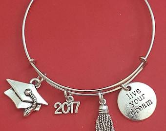 Silver Graduation 2017 Charm Bracelet