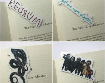 Redrum bookmark / Horror bookmark / Octopus bookmark / Just one more bookmark / Laminated bookmark / Bookish / Gift idea / Stephen King