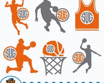 Basketball Monogram SVG, Basketball Monogram Frames, Basketball Designs, Basketball Clip Art, Vinyl Cutting File, Instant Download ark-7