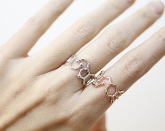Serotonin Molecule Statement Ring, Serotonin ring, Chemistry Compound Ring, chemistry jewelry