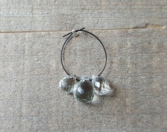 Pale Green Prasiolite Faceted Teardrop Briolette Beads 8mm, 10mm